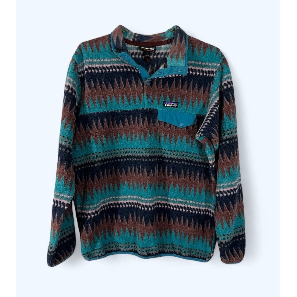 Vintage Patagonia Synchilla SNAP T AZTEC Jacket Size LARGE MULTICOLORED